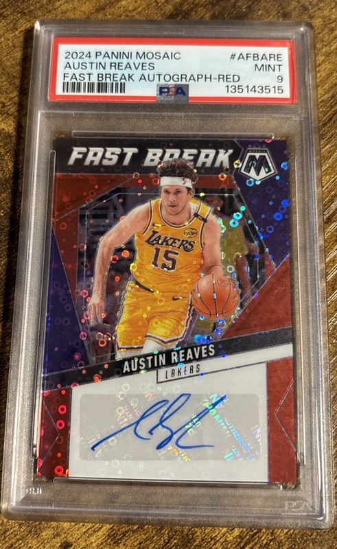 2024 PANINI Mosaic Austin Reaves Fast Break AUTO Red /49 PSA 9