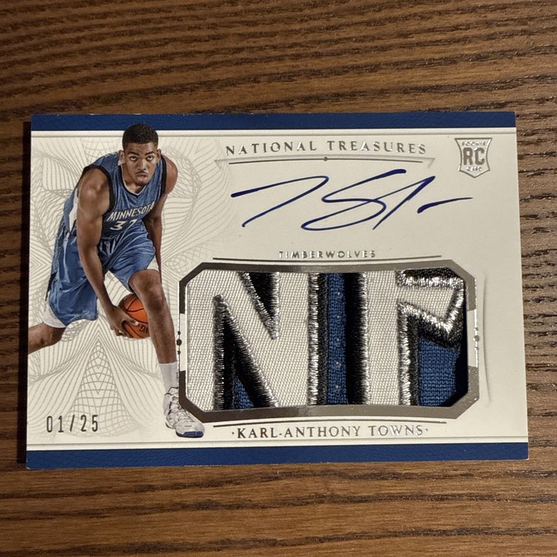 2015-16 National Treasures Karl-Anthony Towns RPA RC 4-Color Patch AUTO 1/25