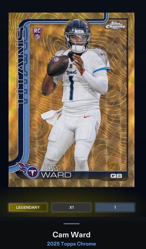 2025 Topps DIGITAL NFL Collect Chrome Cam Ward Rookie Etch Superfractor 1/1