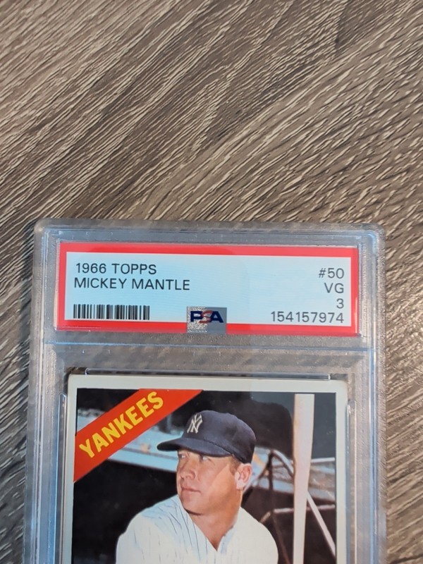 1966 Topps Mickey Mantle #50 Yankees PSA 3 Well Centered view 2