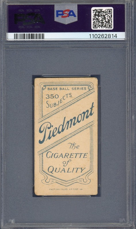 1909 T206 Piedmont 350 Tobacco Card PSA 3 Larry Schlafly Newark Centered view 2