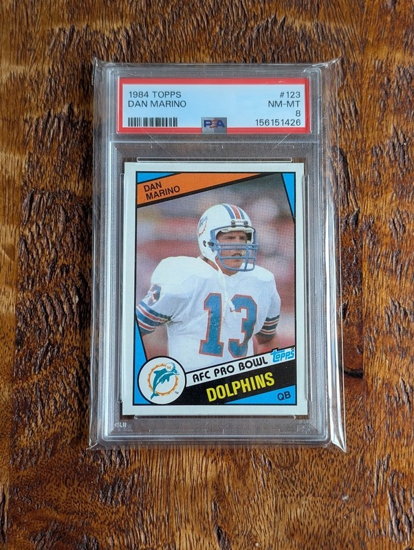 Well Centered 1984 TOPPS DAN MARINO #123 MIAMI DOLPHINS ROOKIE RC PSA 8 NM-MT