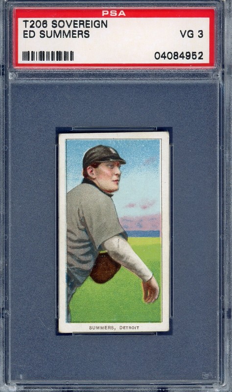 1909 T206  RARE Sovereign PSA 3 Ed Summers Tigers Centered