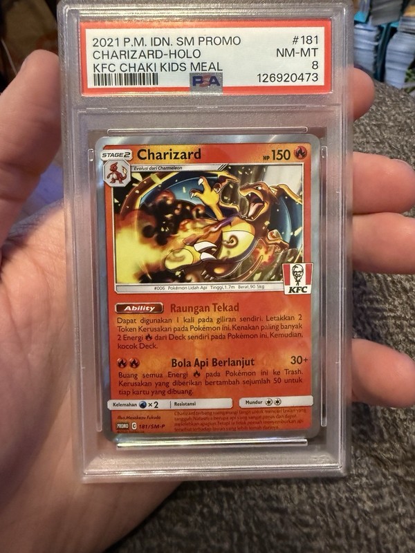 Pokemon Charizard 181/SM-P KFC Kentucky Fried Chicken Promo PSA 8 Indonesian
