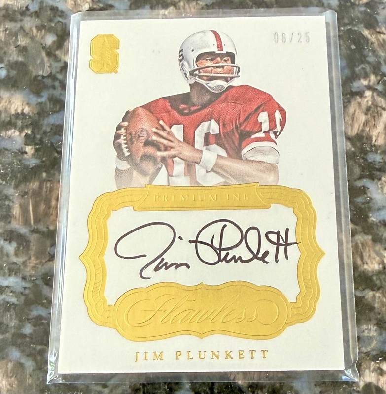 2017 Panini Flawless Collegiate Jim Plunkett ON CARD AUTO #6/25