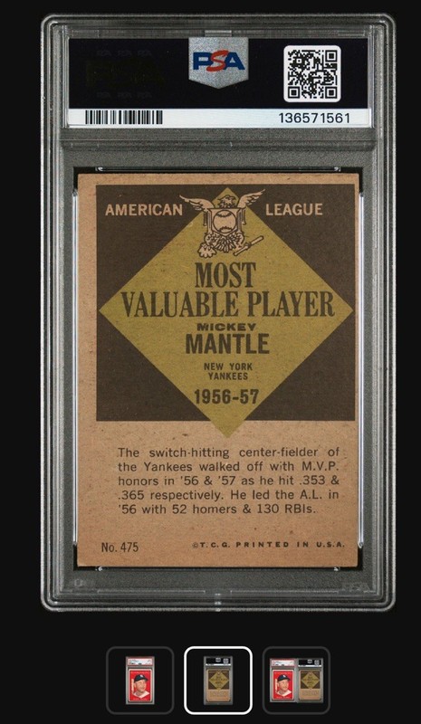 1961 Topps Set-Break #475 Mickey Mantle Mvp PSA 4 VG-EX GREAT COLOR!! view 2