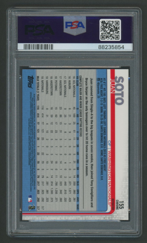 2019 PSA 10 GEM MINT Topps Chrome XFRACTOR 155 Juan Soto GOLD AS Rookie Cup (854 view 2