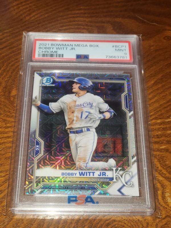 2021 Bowman Mega Bobby Witt Jr. Chrome Mojo Refractor RC #BCP-1 PSA 9 Royals