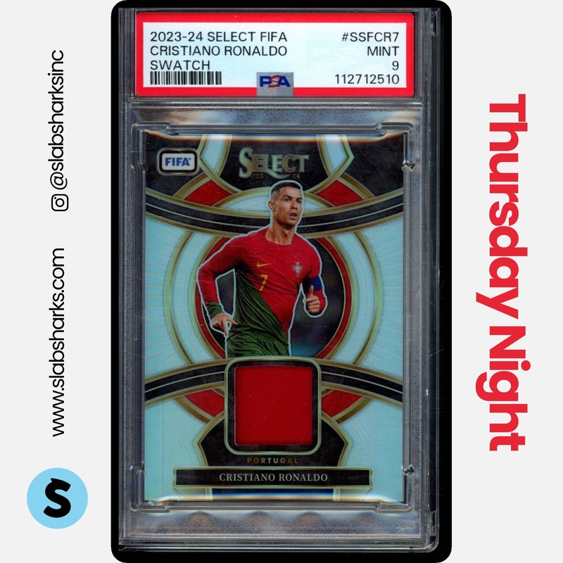 2023 PANINI SELECT FIFA #SSF-CR7 CRISTIANO RONALDO JERSEY SWATCH PSA 9