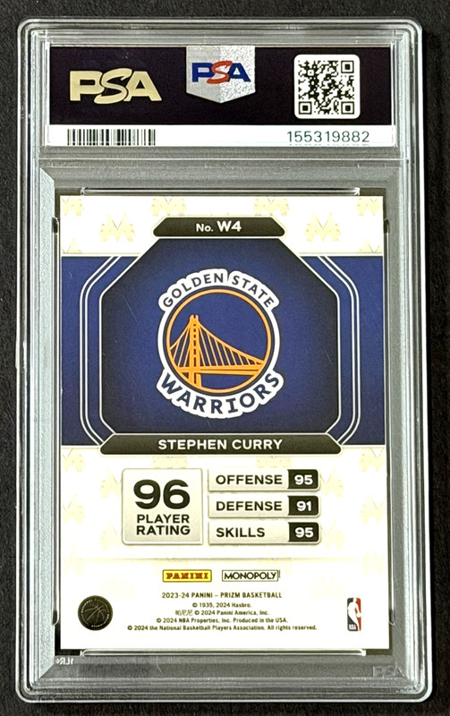 2023-24 PANINI PRIZM MONOPOLY STEPHEN CURRY MILLIONAIRE WHITE GEM MINT PSA 10 view 2