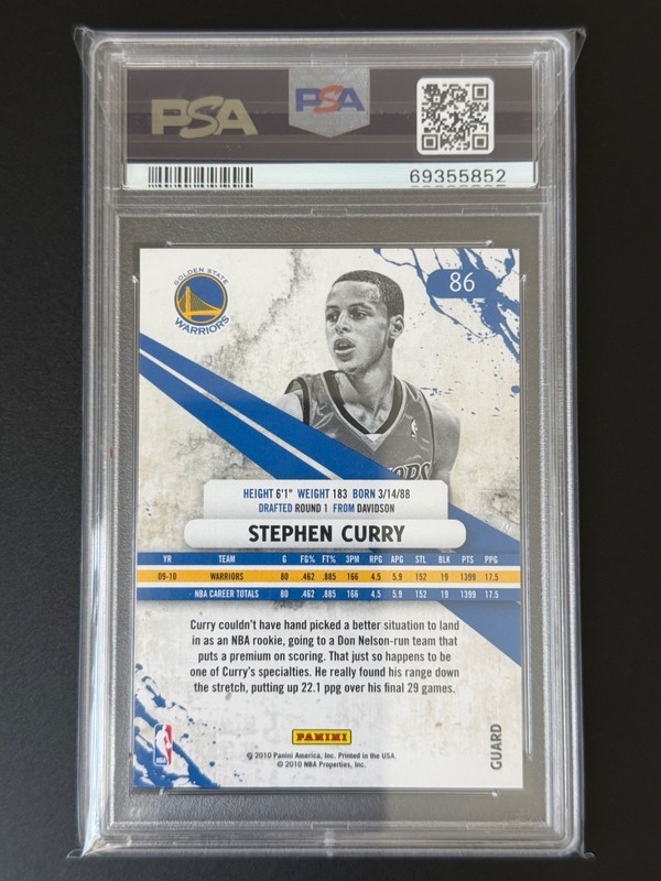 Stephen Curry - 2010-11 Panini Rookies Stars #86 - Longevity Gold Holo - PSA 10 view 2