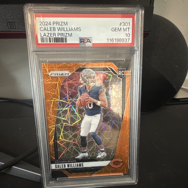 Panini 2024 Prizm Rookies Caleb Williams #301 Lazer Prizm RC PSA 10 Bears