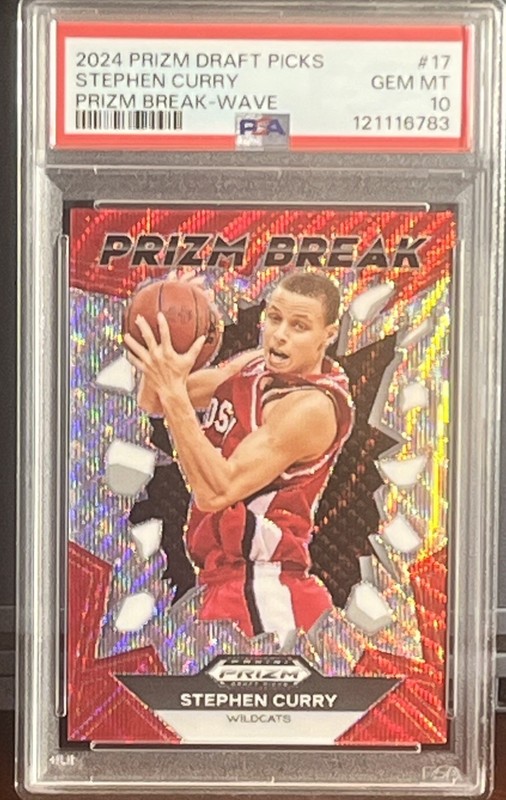 2024 Prizm Draft Picks Basketball Stephen Curry PRIZM BREAK WAVE /99 PSA 10