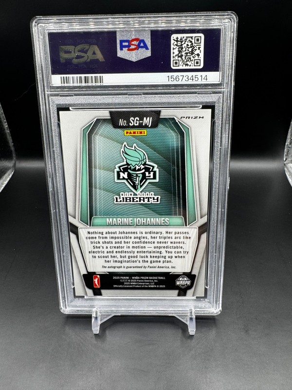 Marine Johannes 2025 Panini Prizm WNBA Silver Prizm Auto Liberty PSA 10 Pop 1 view 2