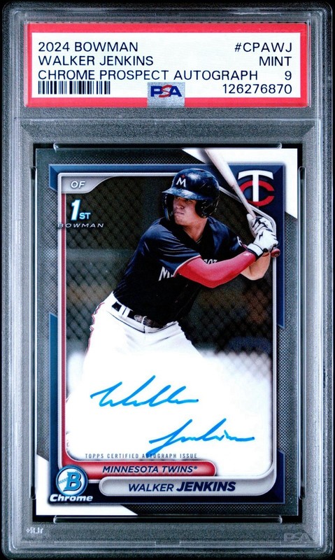 2024 Bowman Walker Jenkins Chrome Auto 1st Prospect #CPA-WJ Twins PSA 9