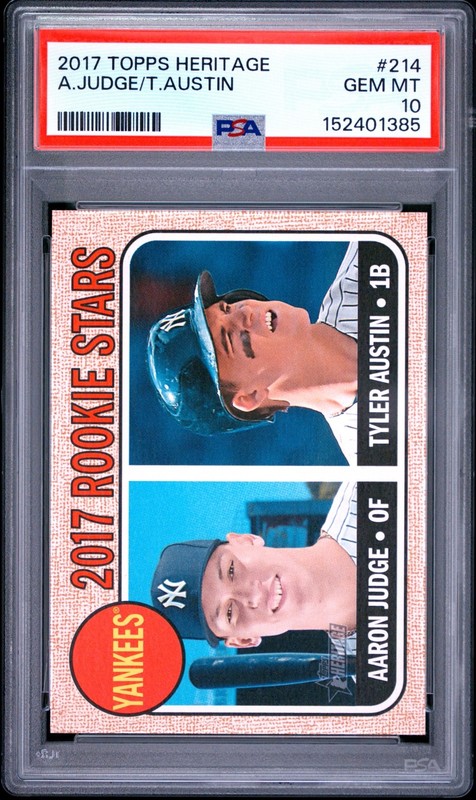 2017 Topps Heritage RC #214 Aaron Judge Tyler Austin Rookie Stars PSA 10 GEM MT