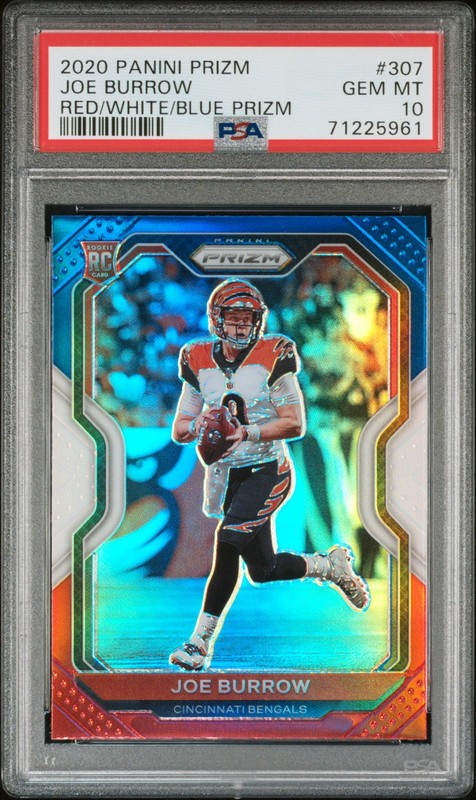 2020 Panini Prizm #307 Joe Burrow Red/White/Blue Prizm