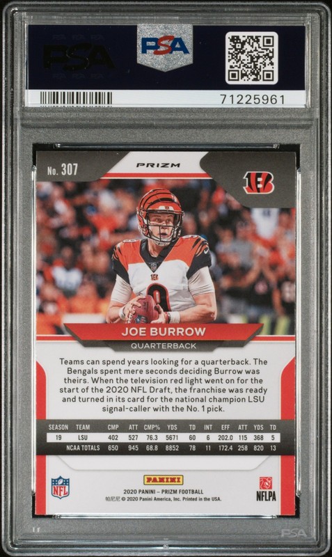 2020 Panini Prizm #307 Joe Burrow Red/White/Blue Prizm view 2
