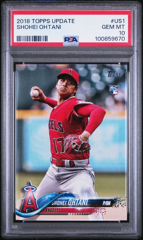 2018 Topps Update #US1 Shohei Ohtani Rookie Pitching in Red Jersey RC PSA 10