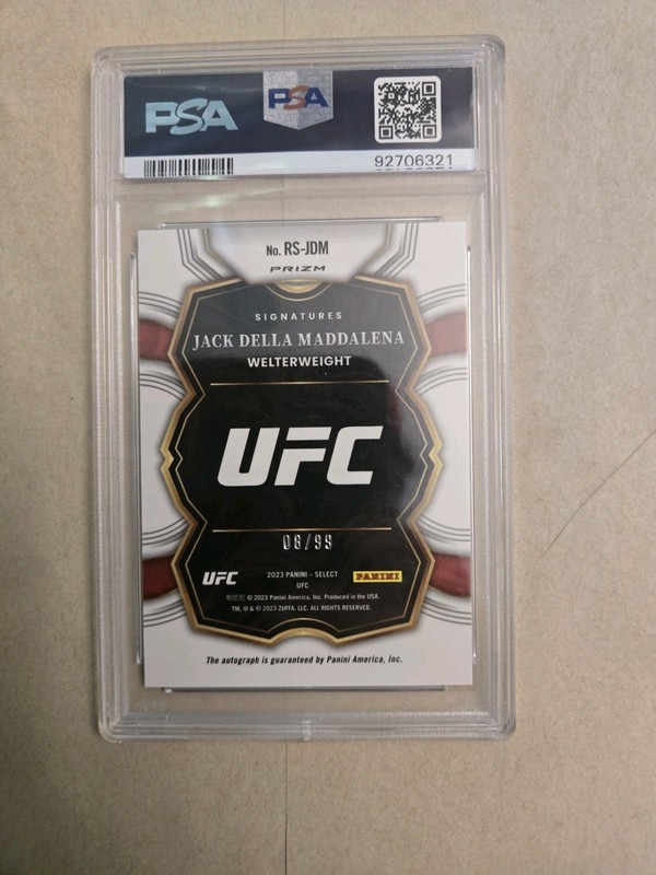 2023 panini select UFC rookie Red /99 psa10 Jack Della Maddalena  view 2