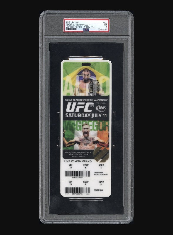2015 UFC 189 Mendes v Conor McGregor Full Ticket PSA 7 🇮🇪 ICONIC Aldo Pic 🇺🇸