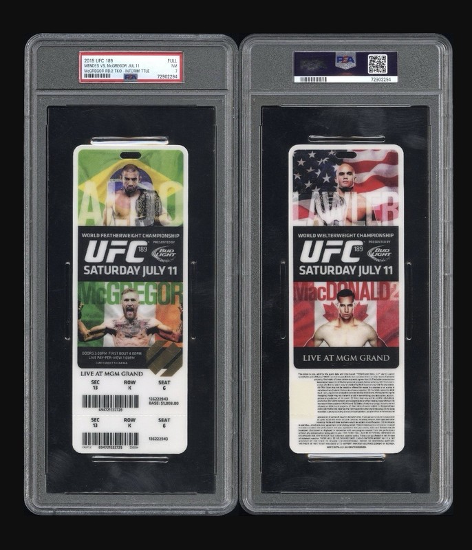 2015 UFC 189 Mendes v Conor McGregor Full Ticket PSA 7 🇮🇪 ICONIC Aldo Pic 🇺🇸 view 2