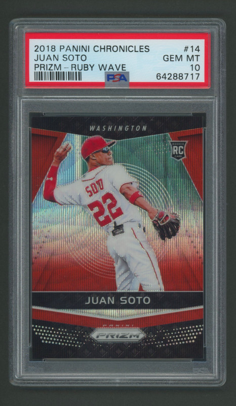 2018 PSA 10 GEM MINT Panini PRIZM Juan Soto Ruby RED WAVE Rookie RC /199