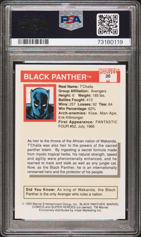 1990 Marvel Universe Black Panther #20 PSA 7 view 2