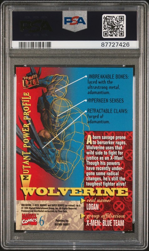 1994 Ultra X-Men Wolverine #6 PSA 7 view 2