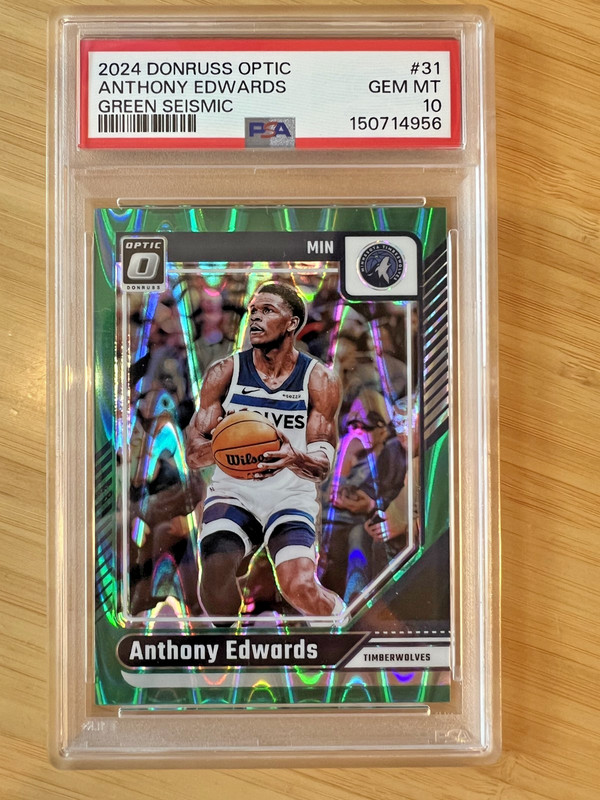 2024 Panini Donruss Optic Anthony Edwards #31 Green Seismic SP POP 7 PSA 10