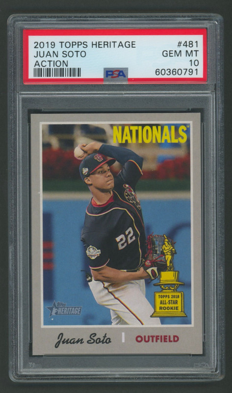 2019 PSA 10 GEM MINT Topps Heritage ACTION SP 481 Juan Soto Variation