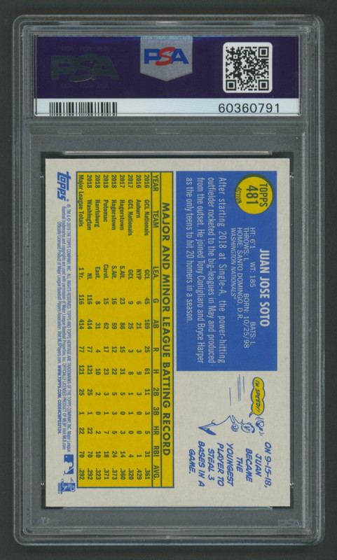 2019 PSA 10 GEM MINT Topps Heritage ACTION SP 481 Juan Soto Variation view 2
