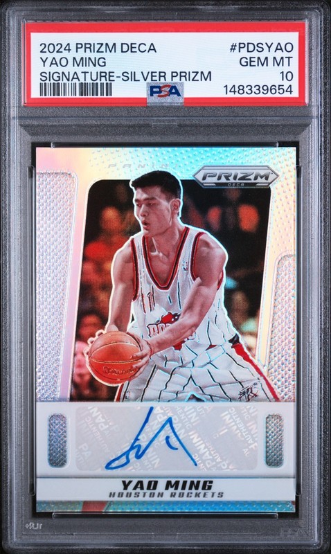 2024-25 Panini Prizm DECA Signatures YAO MING Silver Prizm Auto PSA 10 Rockets