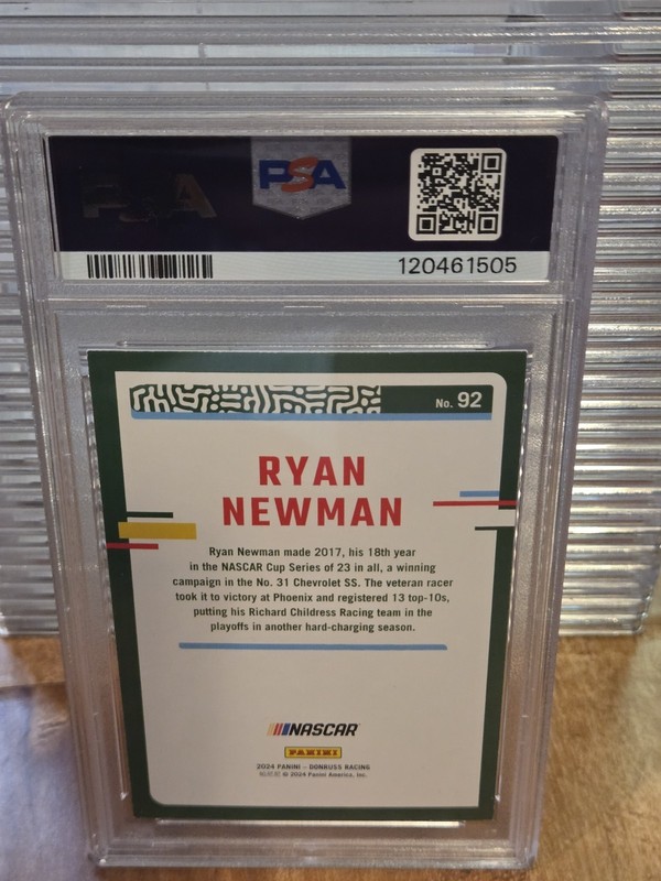 2024 Panini Donruss NASCAR - Cars Ryan Newman #92 Carolina Blue /249 PSA7 view 2