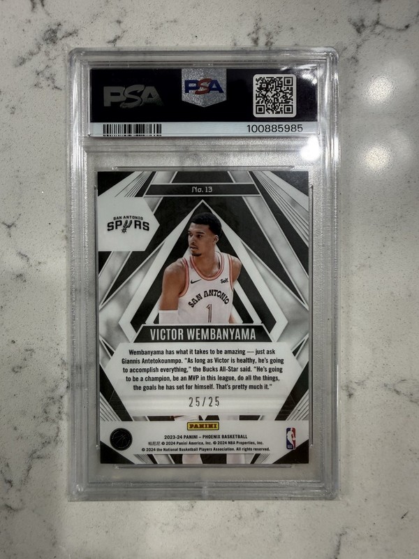 2023 PANINI PHOENIX PARAGON PINK ICE #13 VICTOR WEMBANYAMA RC /25 PSA 9 🔥📈 view 2