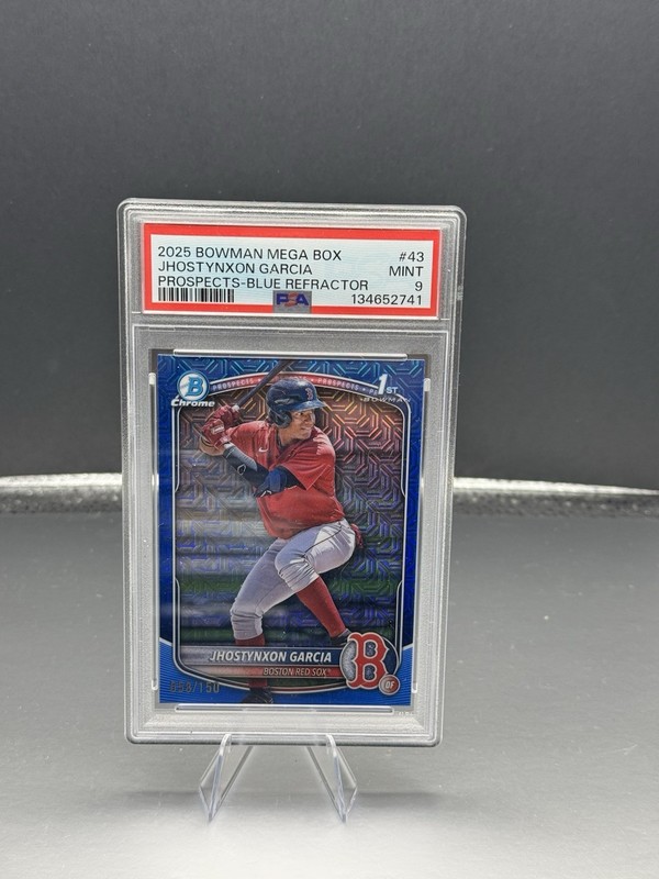 2025 Bowman Chrome Jhostynxon Garcia Blue Refractor /150 PSA 9 Red Sox