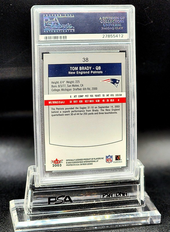 TOM BRADY PSA 10 POP 10 SP 2003 SKYBOX LIMITED EDITION RETAIL #38 GEM MINT PATS view 2