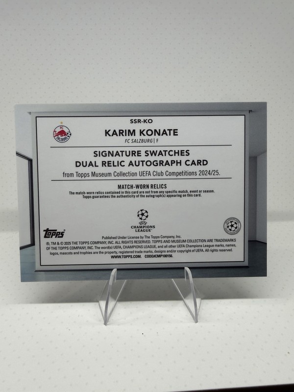 24/25 Topps Museum UCL Karim Konate Dual Match Worn Patch Auto /99 Salzburg view 2
