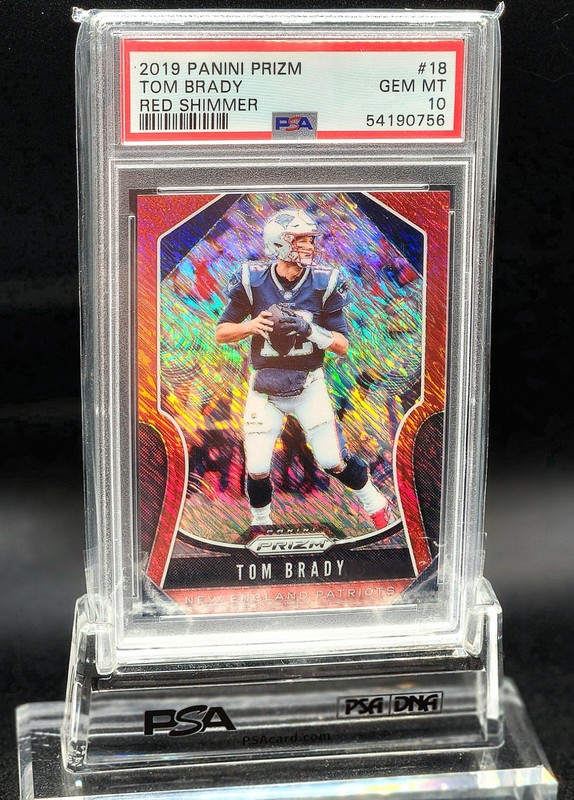 Tom Brady Jersey Number Match PSA 10 Gem Mint 2019 Prizm 18 Red Shimmer # 12/15