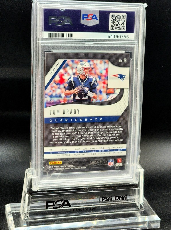 Tom Brady Jersey Number Match PSA 10 Gem Mint 2019 Prizm 18 Red Shimmer # 12/15 view 2