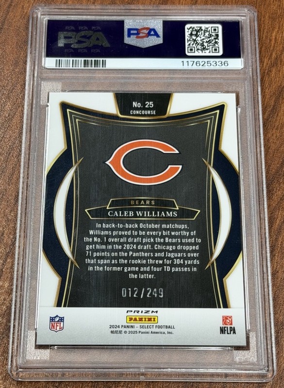 Panini Select 2024 Concourse Caleb Williams #25 Blue Prizm /249 PSA 10 RC Bears view 2