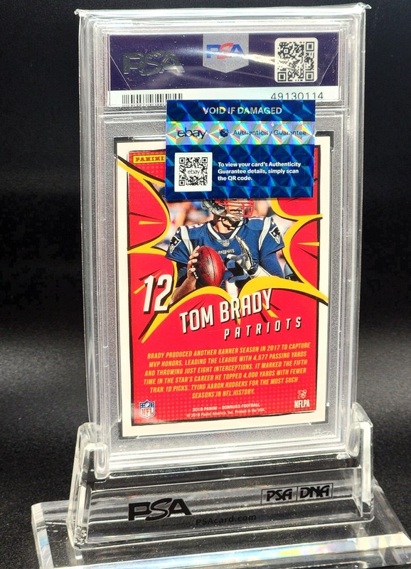 Tom Brady Jersey Number Match 2018 Donruss MVP1 HOLO # 12/100 PSA 10 GEM MINT view 2