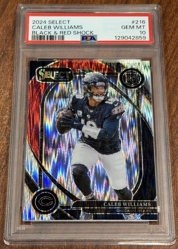CALEB WILLIAMS 2024 SELECT BLACK & RED SHOCK PRIZM ROOKIE #216 BEARS PSA 10 RC view 1