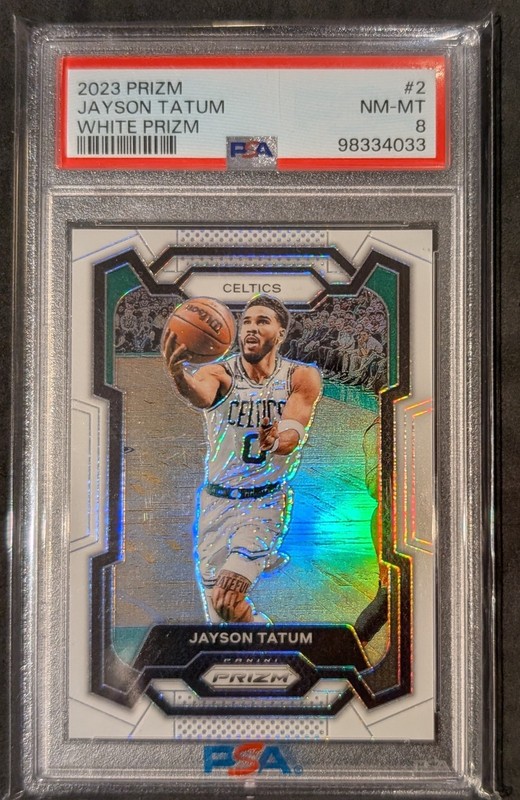 2023 Panini Prizm Jayson Tatum #2 White Prizm /175 PSA 8 NBA Champs Color Match