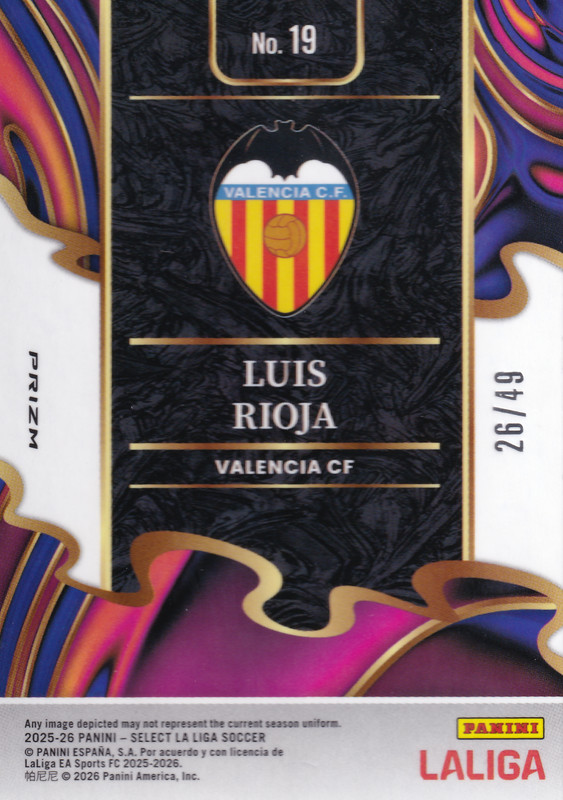 2025-26 Panini Select La Liga Luis Rioja /49 RED WAVE #19 UNSTOPPABLE view 2