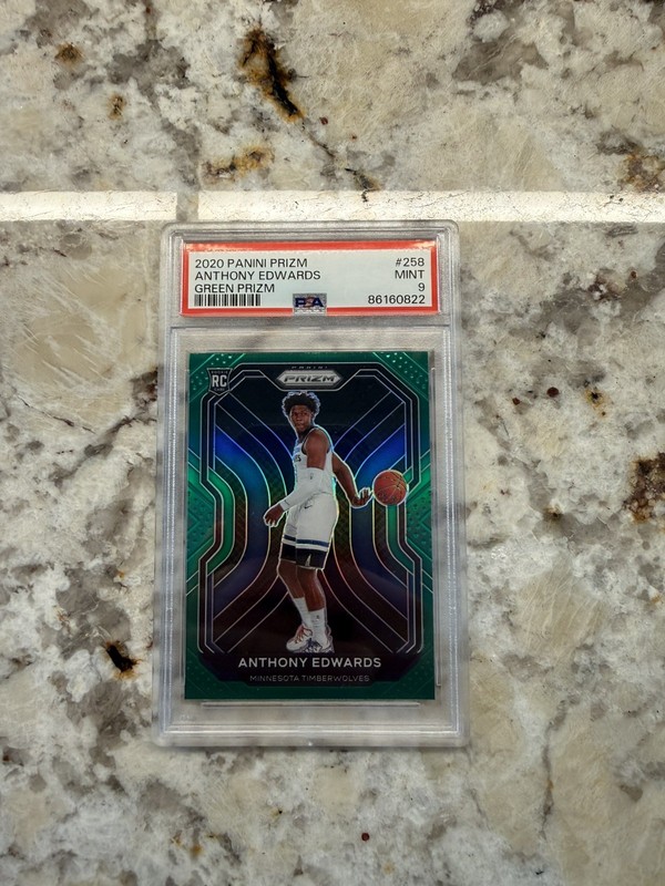 2020 Panini-Prizm Basketball Anthony Edwards #258 GREEN PRIZM RC PSA 9 MINT