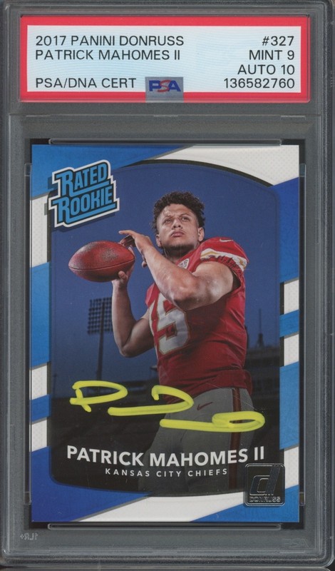 2017 Panini Donruss #327 Patrick Mahomes II RC Rookie Mint PSA 9 10 Auto