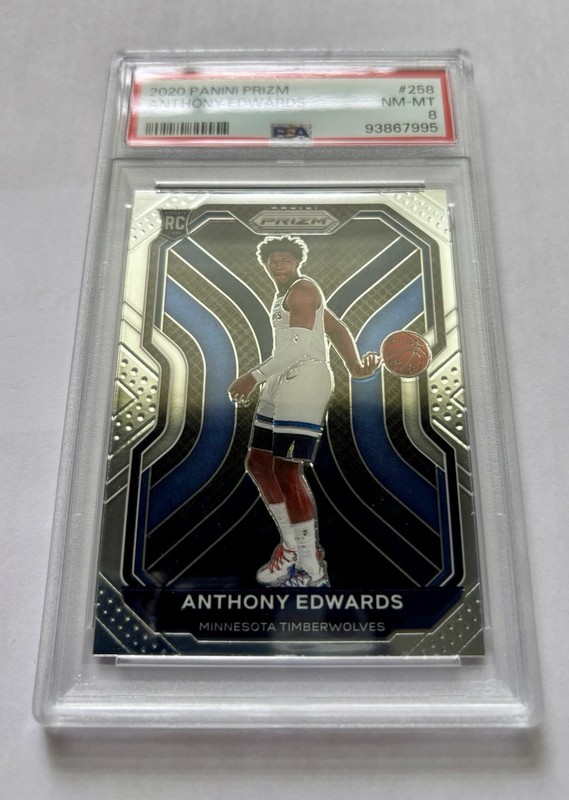 Anthony Edwards Panini Prizm 2020 Rookie Card PSA 8