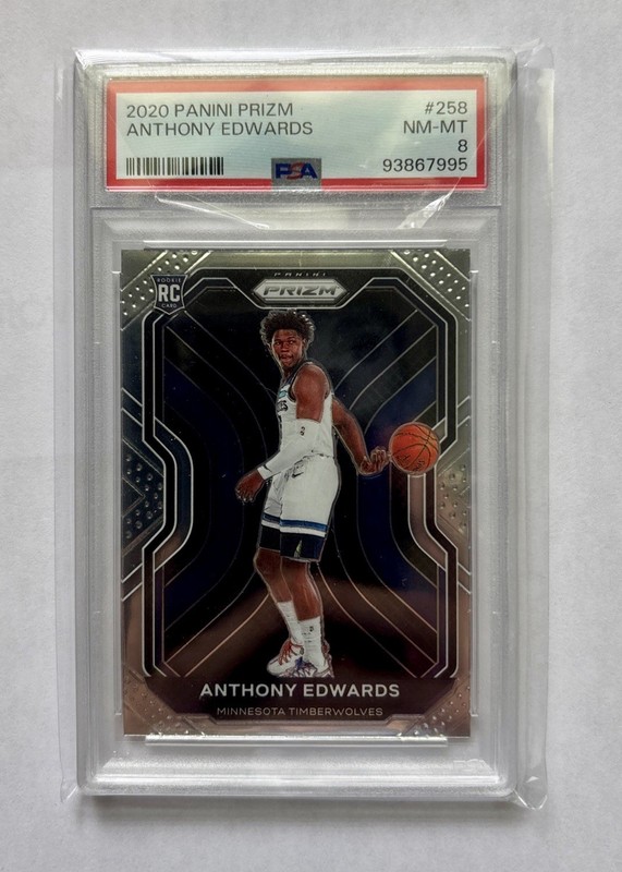 Anthony Edwards Panini Prizm 2020 Rookie Card PSA 8 view 2