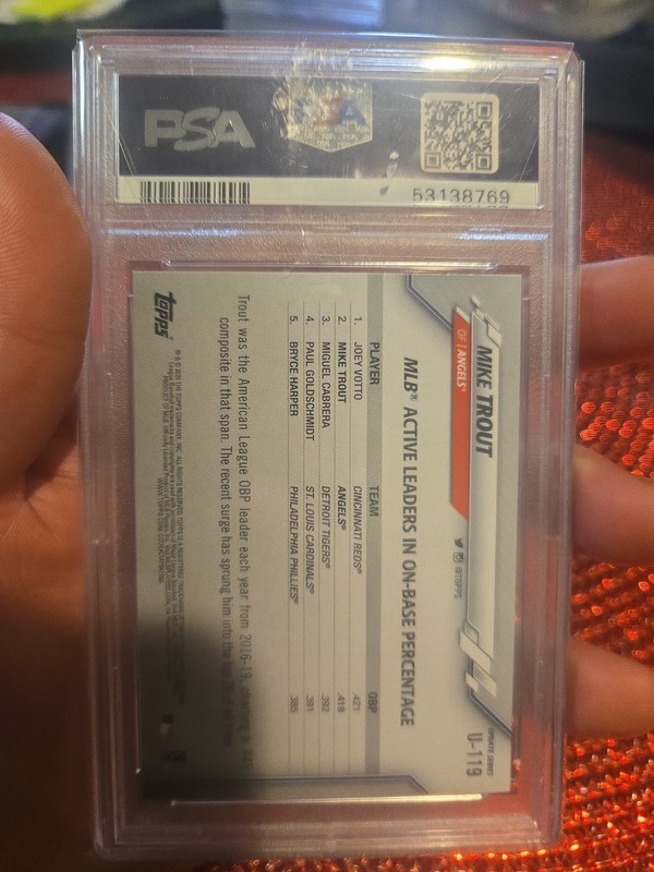 2020 Topps Update - Mike Trout #1 Rainbow Foil PSA 9 Mint view 2